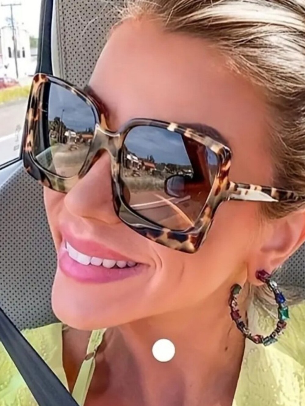 Tortoiseshell Oversized Square Women's Sunglasses - Brown